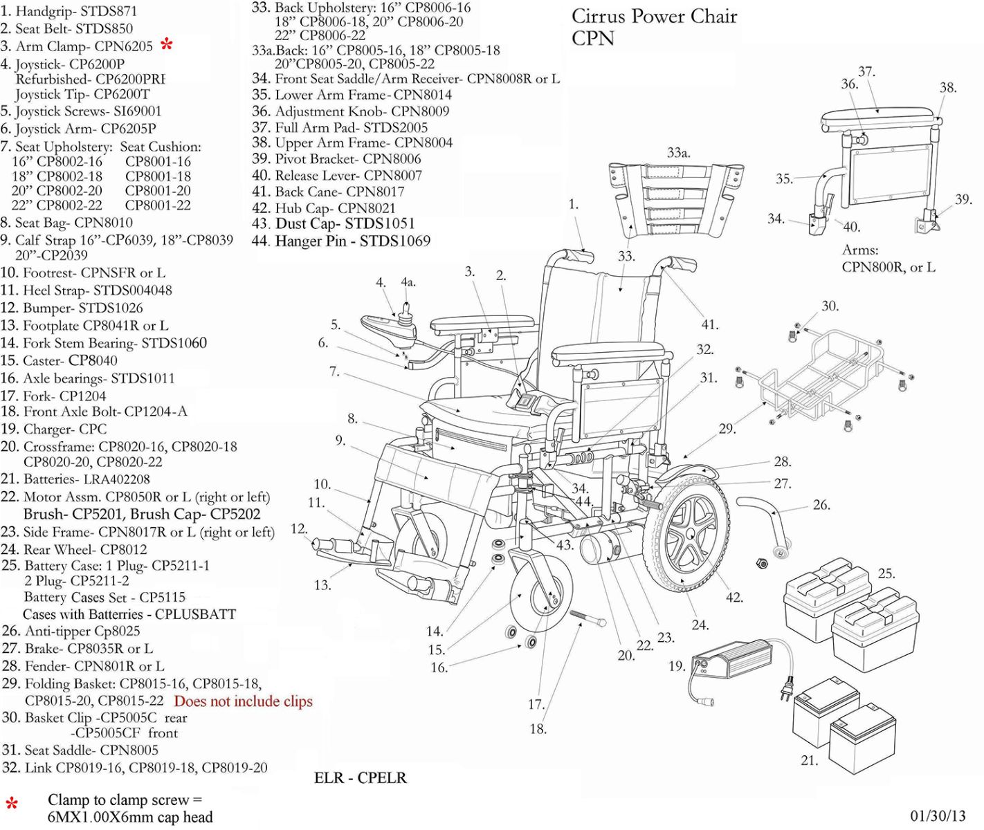 Replacement Parts for Cirrus Plus EC Power Chairs